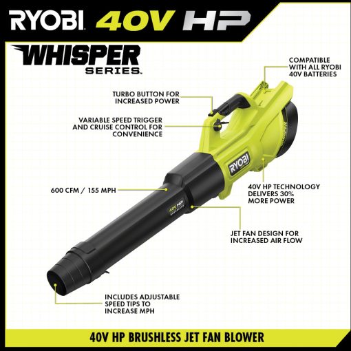 40V HP BRUSHLESS 600 CFM WHISPER SERIES BLOWER KIT - Image 4