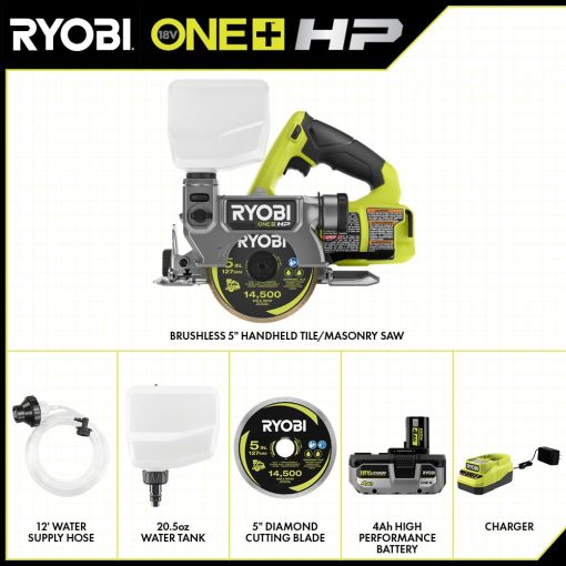 18V ONE+ BRUSHLESS 5" HANDHELD TILE/MASONRY SAW KIT - Image 2