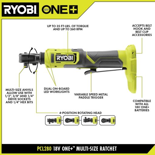 18V ONE+ MULTI-SIZE RATCHET KIT - Image 2