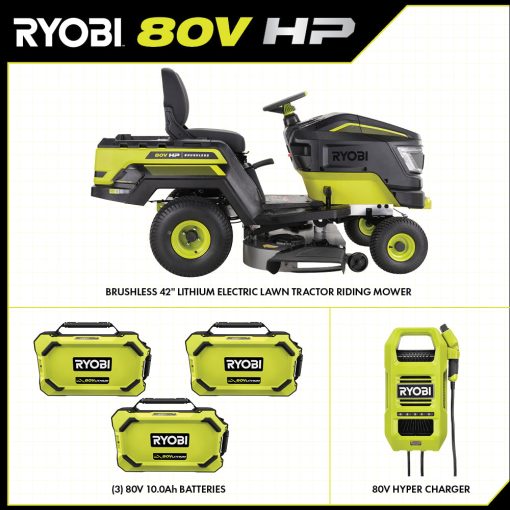 80V HP BRUSHLESS 42" BATTERY CORDLESS ELECTRIC RIDING LAWN TRACTOR KIT - Image 3