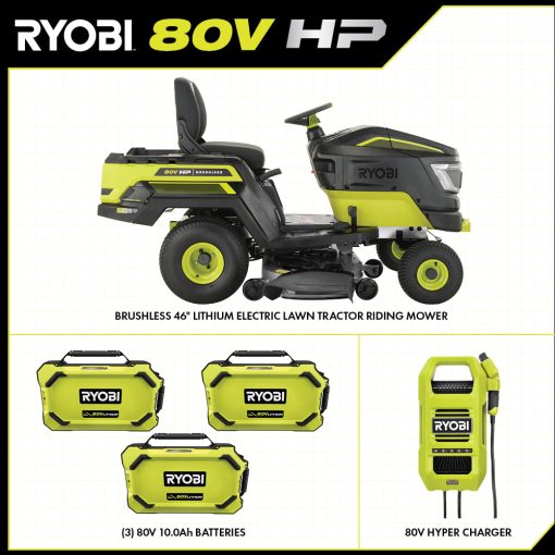 80V HP BRUSHLESS 46" BATTERY CORDLESS ELECTRIC RIDING LAWN TRACTOR KIT - Image 3
