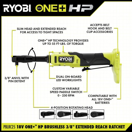 18V ONE+ HP BRUSHLESS 3/8" EXTENDED REACH RATCHET KIT - Image 2