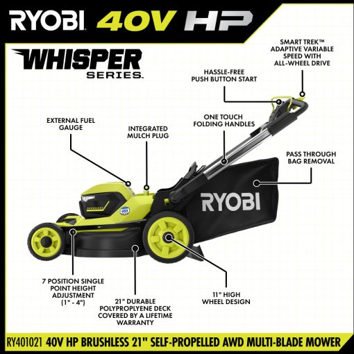 40V HP BRUSHLESS 21" SELF-PROPELLED AWD MULTI-BLADE MOWER KIT - Image 4