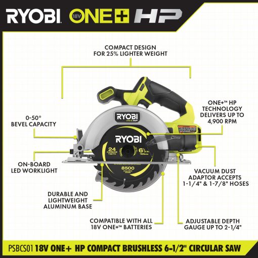 18V ONE+ HP COMPACT BRUSHLESS 6-1/2" CIRCULAR SAW KIT - 图片 2