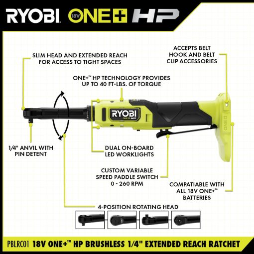 18V ONE+ HP BRUSHLESS 1/4" EXTENDED REACH RATCHET KIT - Image 2