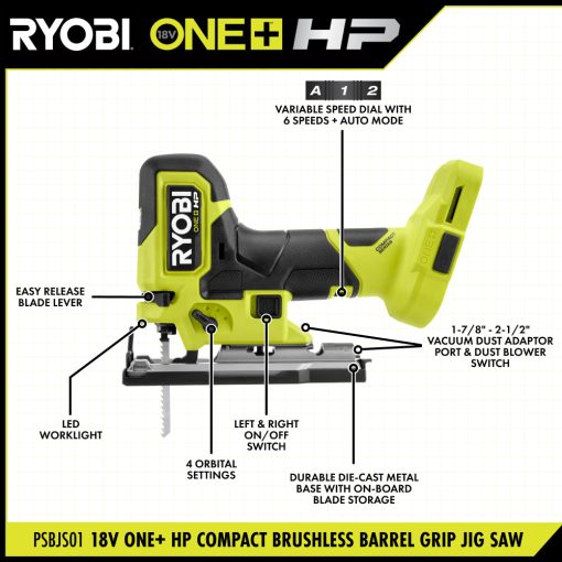 18V ONE+ HP COMPACT BRUSHLESS BARREL GRIP JIG SAW - Image 2