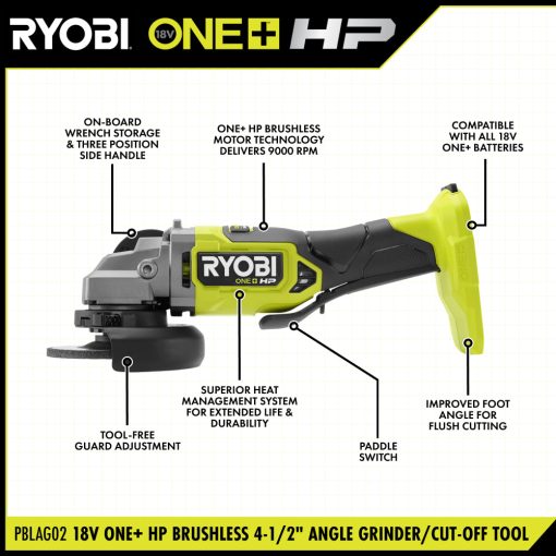 18V ONE+ HP BRUSHLESS 4-1/2" ANGLE GRINDER/CUT-OFF TOOL KIT - Image 2