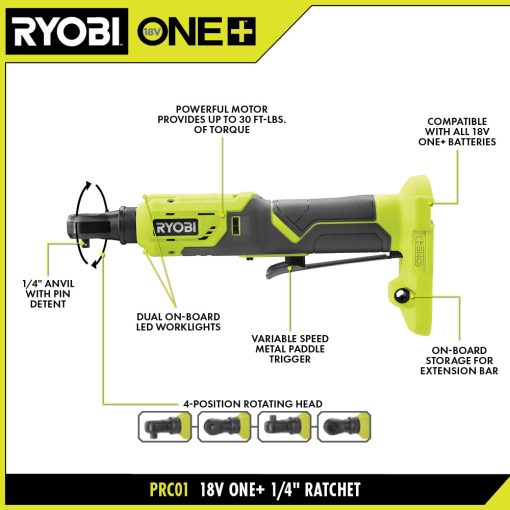 18V ONE+ 1/4" Ratchet - Image 2