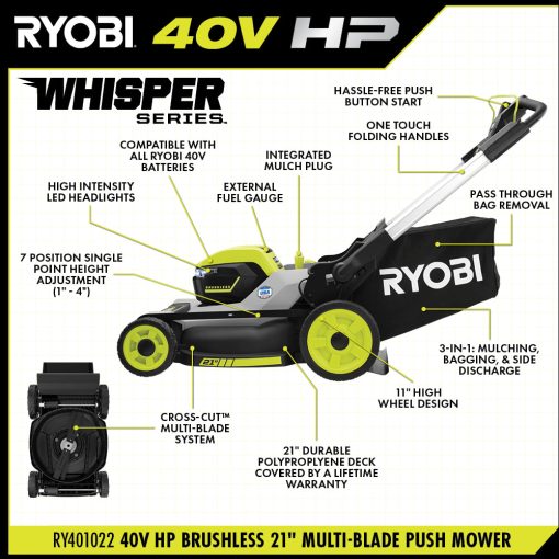 40V HP BRUSHLESS 21" MULTI-BLADE PUSH MOWER KIT - Image 4