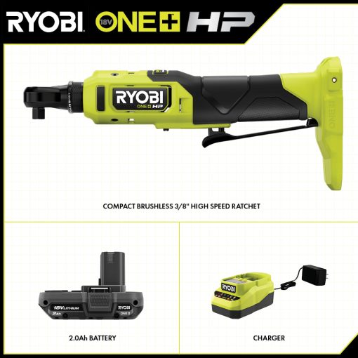 18V ONE+ HP COMPACT BRUSHLESS 3/8" High Speed Ratchet KIT - Image 2
