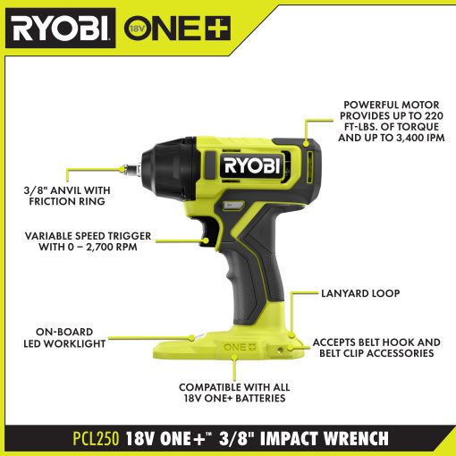 18V ONE+ 3/8" IMPACT WRENCH - Image 2