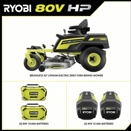 80V HP BRUSHLESS 42" LITHIUM ELECTRIC ZERO TURN RIDING MOWER KIT - Image 3