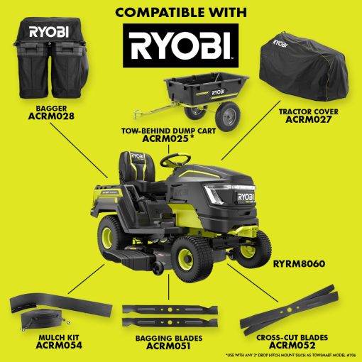 80V HP BRUSHLESS 42" BATTERY CORDLESS ELECTRIC RIDING LAWN TRACTOR KIT - Image 10