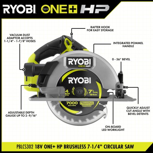 18V ONE+ HP Brushless 7-1/4" Circular Saw - Image 2