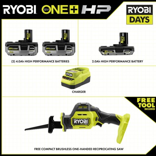 18V ONE+ LITHIUM HIGH PERFORMANCE STARTER KIT WITH FREE 18V ONE+ HP COMPACT BRUSHLESS ONE-HANDED RECIPROCATING SAW - Image 2