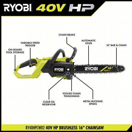40V HP Brushless 16" Chainsaw - Image 3