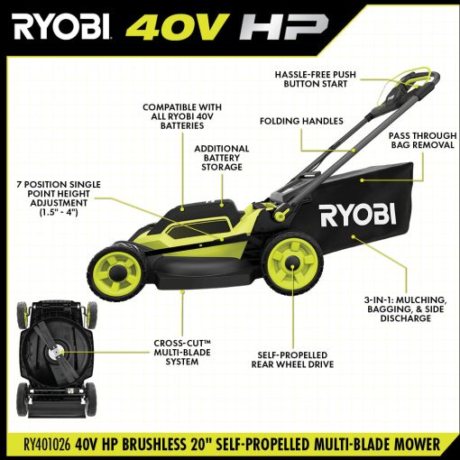 40V HP BRUSHLESS 20" SELF-PROPELLED MULTI-BLADE MOWER KIT - Image 4