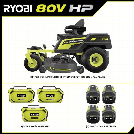 80V HP BRUSHLESS 54" LITHIUM ELECTRIC ZERO TURN RIDING MOWER KIT - Image 3