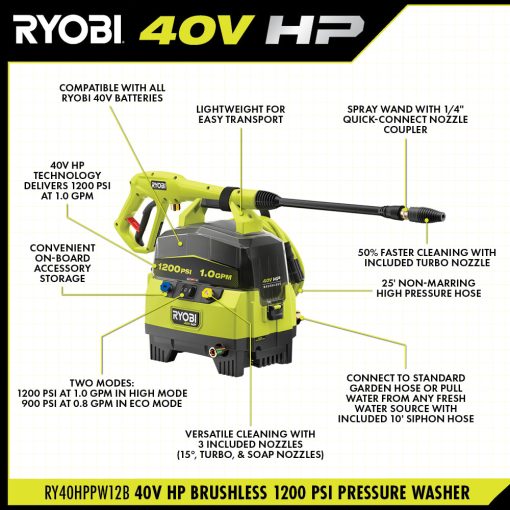 40V HP BRUSHLESS 1200 PSI 1.0 GPM PRESSURE WASHER - Image 4