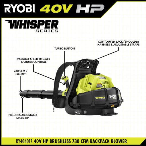 40V HP BRUSHLESS 730 CFM BACKPACK BLOWER KIT - Image 4