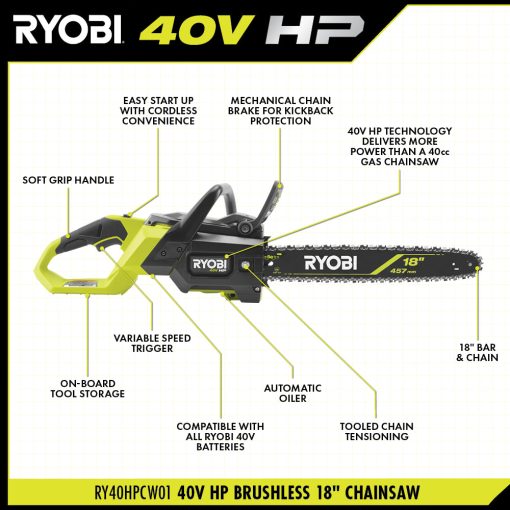 40V HP BRUSHLESS 18" CHAINSAW KIT - Image 2