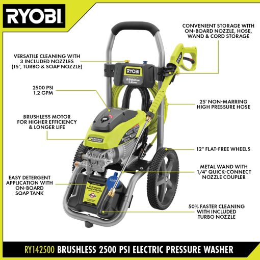 BRUSHLESS 2500 PSI ELECTRIC PRESSURE WASHER WITH FREE 12" 2300 PSI SURFACE CLEANER - Image 4